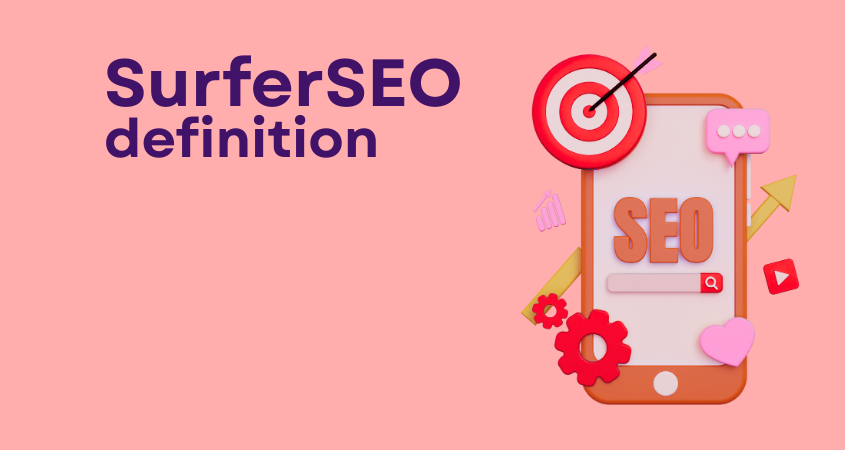 SurferSEO definition with SEO target and smartphone illustration